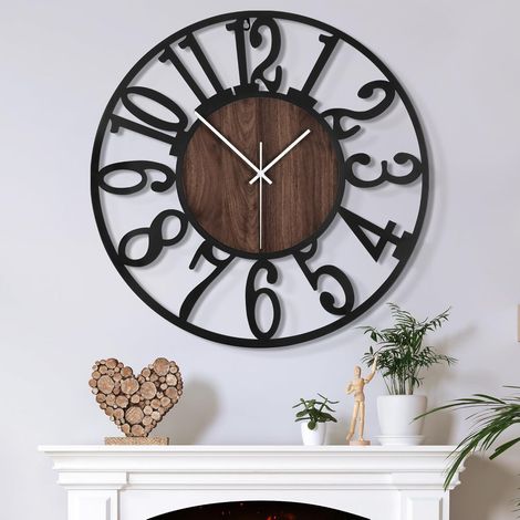 Horloge murale rétro, 40 cm/16 pouces silencieuse et sans tic-tac, adaptée au salon, à la cuisine, au bureau (1/5)