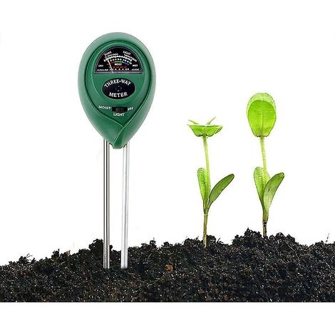 Kit d'analyse de sol 3 en 1 : testeur d'humidité, de luminosité et de pH, pour fleurs, gazon, plantes, jardin, ferme, pelouse (sans pile). (1/4)