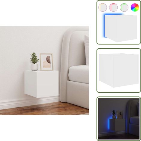 Meuble TV mural avec lumières LED blanc 30,5x35x30 cm - Meuble Tv Mural - Armoire Tv Murale - Étagère Murale - Éclairage Led Rgb - Rangement Mural (1/5)