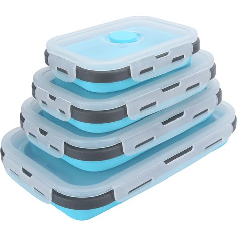 Ensemble de 4 boîtes à lunch pliables en silicone, idéales pour les voyages en plein air. (1/5)