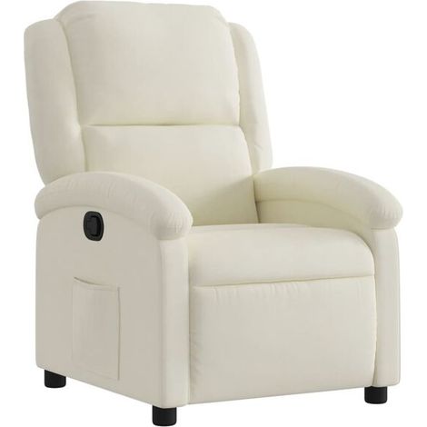 Chaise longue en velours beige – Canapé relax design élégant pour salon, dossier inclinable et repose-pieds rétractable, confort premium (1/5)