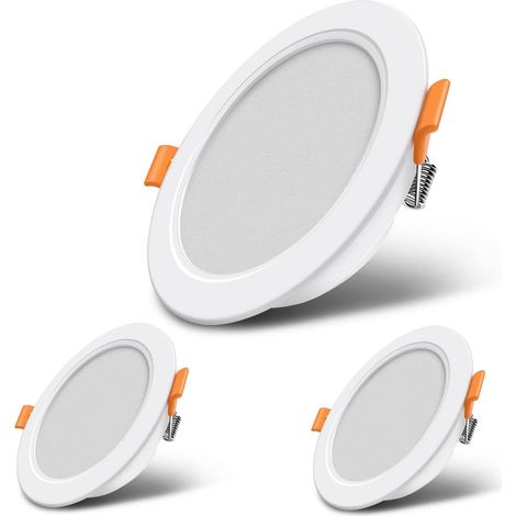 LED Recessed Spotlight, Extra Flat, 9W Equivalent to 66W Incandescent, 230V Neutral White Cold White 6000K, for Living Room, Kitchen, Set of 3 (1/5)