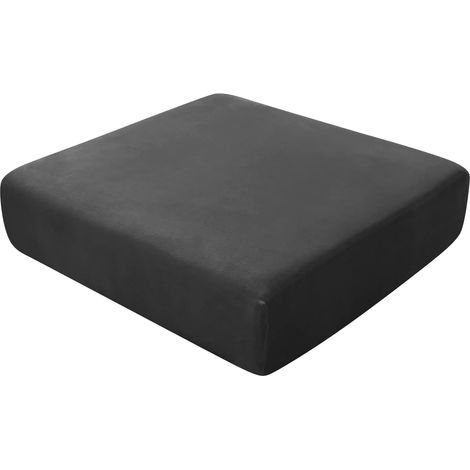 Sofakissenbezüge, Stretch-Samt-Sofakissenbezüge, Ersatz-Sofakissenbezüge für einzelne Kissen (Groß, 1-Sitzer, Schwarz) (1/5)