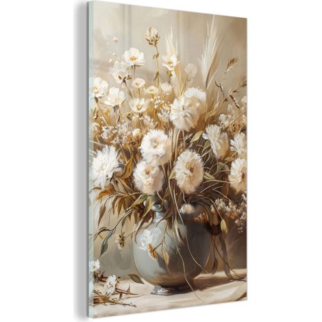 TABLEAU EN PLEXIGLAS Fleurs - Vase - Nature morte - Beige Tableau Moderne 60x90 (1/5)