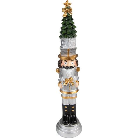 Casse-Noisette Décoratif de Noël en Polyrésine Figurine Argentée 5 x 5 x 25 cm - PANGIVO (1/4)