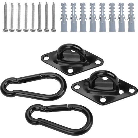 Filiyano – Kit de suspension pour hamac, support de crochet de hamac robuste M10 en acier inoxydable, ancrage de plafond avec œillet. (1/5)