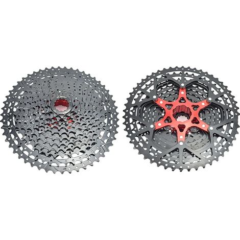 Freilaufkassette, 12-fach kompatibel, leichtes Design, 9 Gänge, 11-46 Zähne, silber (1/2)