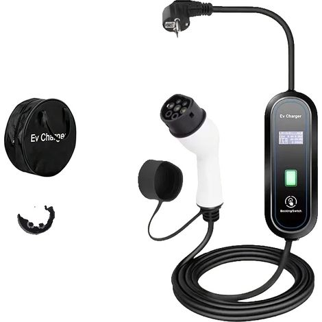 Cargador portátil para vehículos eléctricos, pantalla LCD, corriente de carga ajustable, 3,5 kW 16 A Tipo 2 (1/2)