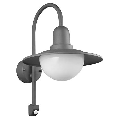 NORMAN APPLIQUE DA ESTERNO ALLUMINIO ANTRACITE CON SENSORE H. 45,5CM IP44 1 LUCE ATTACCO E27 (1/4)