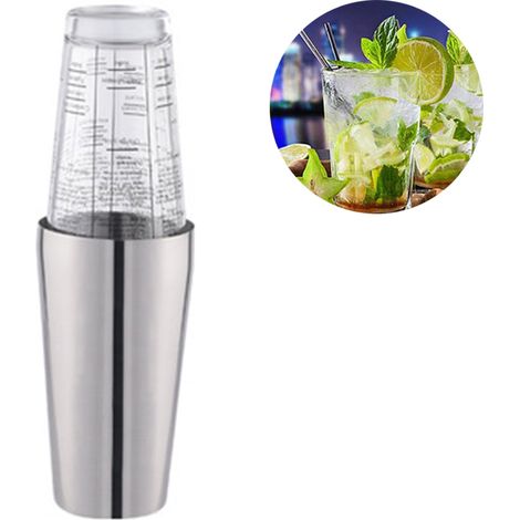 Shaker À Cocktail - Verre 400 Ml Et Cuve En Acier Inoxydable 700 Ml - Avec Filtre Intégré Et Boîte Cadeau - 1 Pièce (1/5)