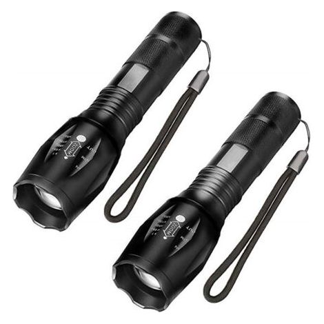 Torcia a LED ultra luminosa, 1000 lumen, funzione zoom, 5 modalità di illuminazione, antiurto, antiscivolo, ideale per campeggio, escursionismo e situazioni di emergenza, confezione da 2.