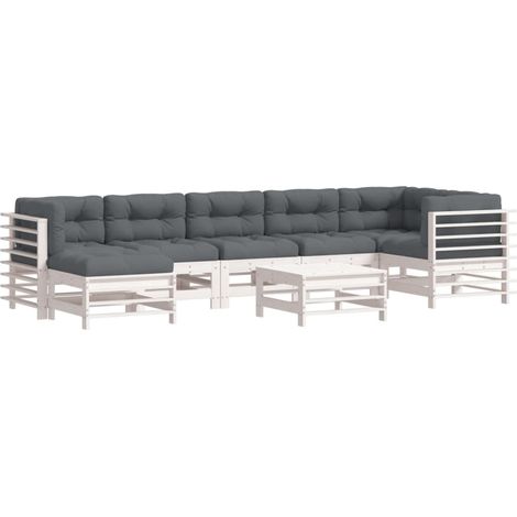 Maison Exclusive - Set Divani da Giardino 8pz con Cuscini in Legno Massello Bianco