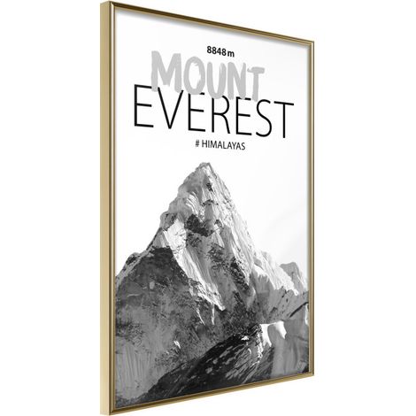 Affiche Murale Encadrée "Peaks of the World Mount Everest" 21 x 30 cm Or