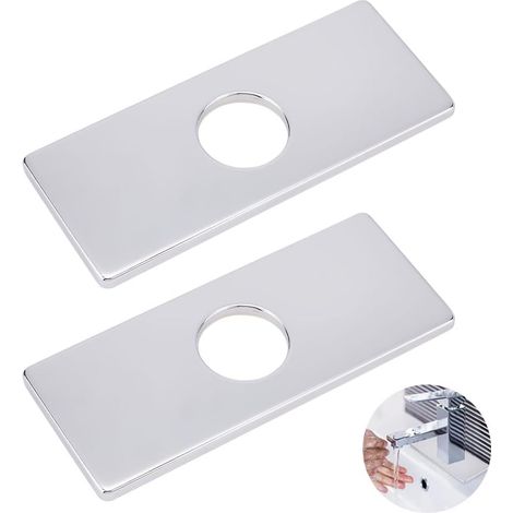 Piastra per rubinetto in argento, 2 pezzi, foro da 34,5 mm, copertura per foro del lavandino, lunghezza 16 cm, piastra a ponte per rubinetto della cucina, rubinetto del lavandino del bagno