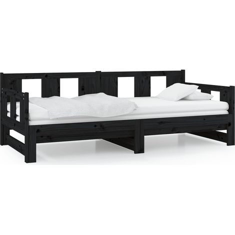 Maison Exclusive - Tagesbett Ausziehbar Schwarz Massivholz Kiefer