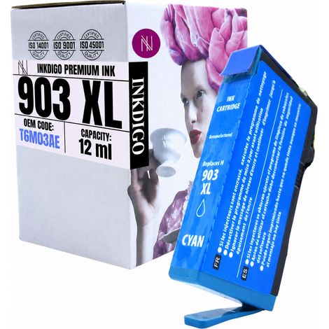 Tinta Inkdigo 903XL compatible con HP OfficeJet 6950, OfficeJet Pro 6860 y 6968. Certificado TÜV. (1/4)