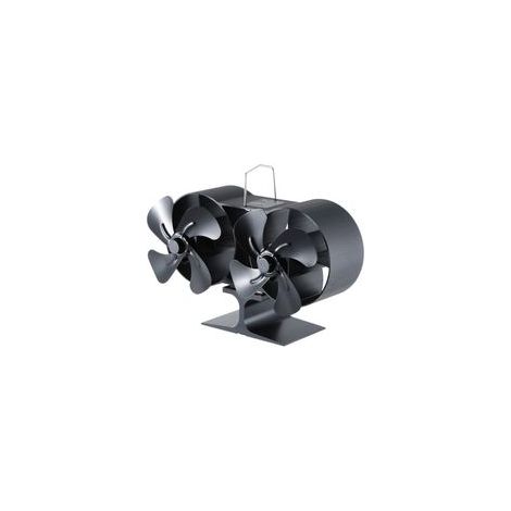 Ventilateur thermique sans pile pour poêle à bois, double tête en alliage d’aluminium, diffusion horizontale de l’air chaud, vitesse réglable, écologique (1/5)