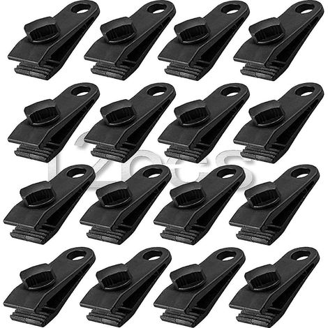 Lot de 12 pinces multifonctionnelles pour bâche, fixations pour auvent de tente et de camping. (1/5)