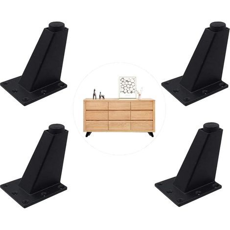 Pieds Réglables Meubles Jambes Cuisine Jambes Worktop Bar TV Bureau Table Jambes, Pieds Meubles Alliage d\\'Aluminium, pour Canapé Table Armoires éTagèRes, Facile à Installer Noir 4 Pièces (1/5)