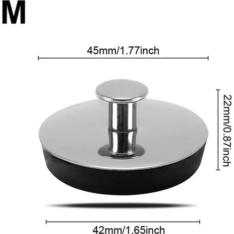 (M-1PCS) Rubber Bath Plug Stainless Steel Kitchen Sink Plugs Universal Leakproof Stopper Washbasin Water Stopper Bathroom Supplies (1/4)