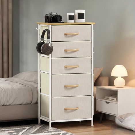 Commode beige en tissu 45 x 30 x 94,5 cm (1/5)