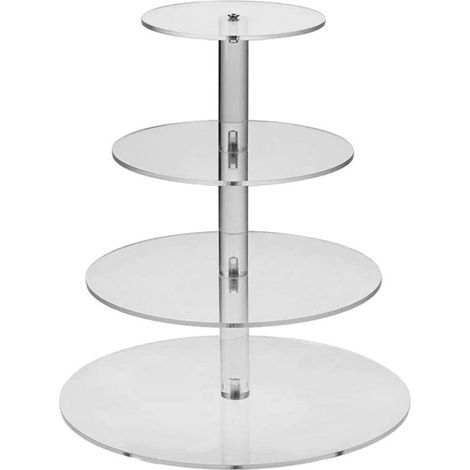 Tortenständer, runder Acryl-Tortenständer, 4-stöckiger Servierständer für Speisen, geeignet für Hochzeiten, Geburtstage, Nachmittagstees und themenbezogene Dekorationen (1/4)