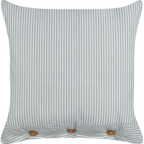 Cojín decorativo moderno cuadrado botones estampado a rayas verde y blanco 45 x 45 cm Sebrine (1/5)