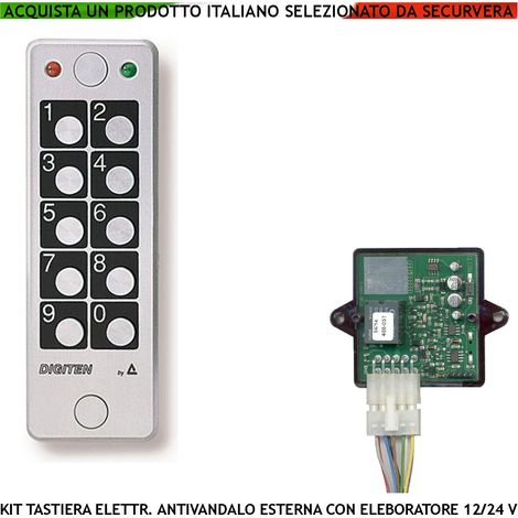 Tastiera Esterna Digitale Antivandalo IP67 Con Elaboratore Remoto Gestisce 60 Utenti Alimentazione 12/24 V 2 Led 1 Libero Uso Utente 60 Codici da 8 Cifre Personali Uscita Relè 10A Antimonomissione (1/4)