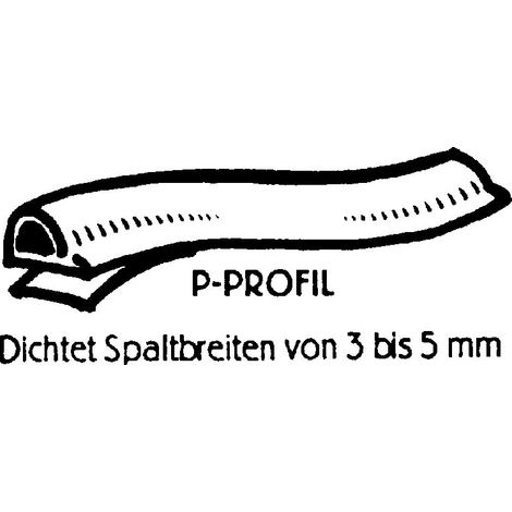 Dichtungsprofil selbstklebend, Typ P, Kunststoff weiß, 1 Stück = 7,5 Meter