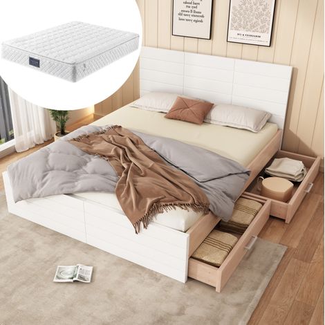Letto matrimoniale contenitore 140x200 legno bianco OKMYHOME (1/5)