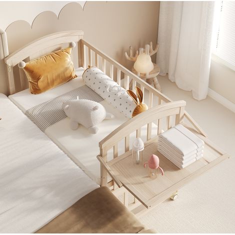 Lit bébé évolutif 120x60 cm en pin naturel, extensible, sans matelas - CHICFURN (1/5)