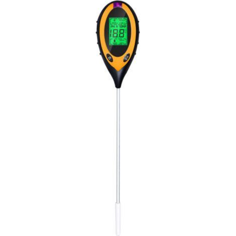 Boden-pH-Meter, 4-in-1-Messgerät für Bodenfeuchtigkeit, Licht, pH-Wert und Temperatur, Gartenwerkzeug-Set, Batterie enthalten, Gelb (1/5)