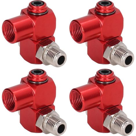 Lot 4 raccords pneumatiques pivotants 360° 6,35 mm filetage NPT, connecteurs rapides pour tuyau compresseur d’air (1/5)
