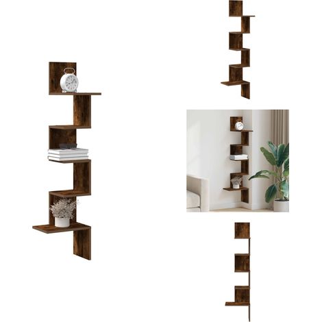 Wand-Eckregal Räuchereiche 32x32x127,5 cm Holzwerkstoff - Wand-Eckregal - Wand-Eckregale - Wandregal - Eckregal (1/5)