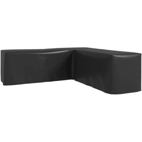 Housse de coussin Housse de Protection Étanche Salon de Jardin d'angle 420D Oxford Bâche Extérieur Imperméable anti-UV 250L x 250l x 79H cm, Noir (1/4)