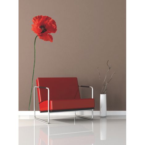 Sticker mural autocollant grand format Coquelicot Rouge, 169 cm X 58 cm, décoration trompe l'oeil, décorez votre intérieur facilement  (1/2)