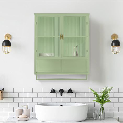 Mueble almacenamiento mural con vidrio verde OKMYHOME (1/5)