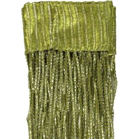 Quasten-Türvorhang, Schnur-Türvorhang, glänzender Schnur-Türvorhang, Raumteiler, Vorhang mit dekorativem Quasten-Raumteiler, geeignet für Zuhause, Hochzeit, grüner Arm-Crezuo