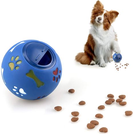 Balle pour croquettes, jouet pour chien, jouet d'intelligence, distributeur de croquettes, puzzle, jeu d'entraînement à l'alimentation lente (bleu) (1/5)