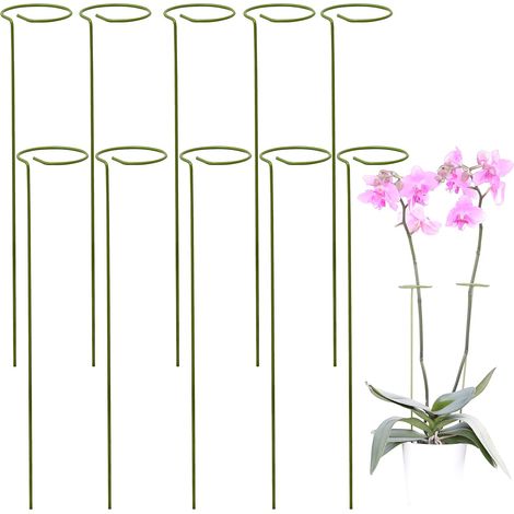 Kit de 10 estacas para plantas, soportes para plantas trepadoras y flores, estaca verde, ayuda a que tus flores crezcan, estacas para tomates de jardín, estacas para orquídeas, amaryllis, peonías, pim
