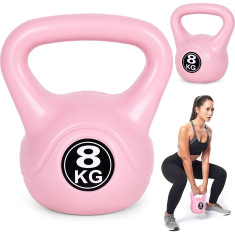 Kettlebell 8 kg for exercise, dumbbell, weight ball, fitness load, pink, ModernHome (1/5)