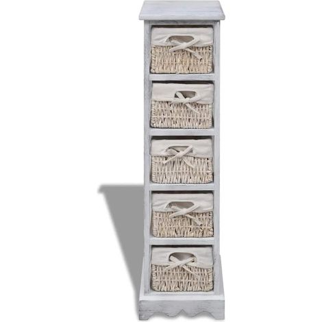 Maison Exclusive - Struttura in Legno con 5 Cestini Intrecciati Bianchi (1/5)