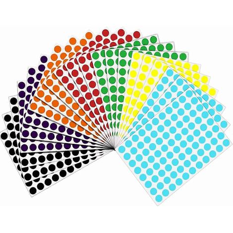 Étiquettes rondes à code couleur (21 feuilles) - 19 mm (3/4 pouce) - Autocollants repositionnables - 7 couleurs assorties (1/5)
