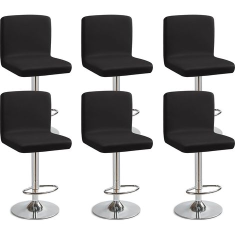 Housses de Chaise de Bar Extensible,Lot de 6 Housse de Chaise de Salle à Manger de Bar Universel Housse de Tabouret de Bar avec Dossier Housse Chaise de Bar pour Pub Cuisine Café(Noir, Lot de 6) (1/5)