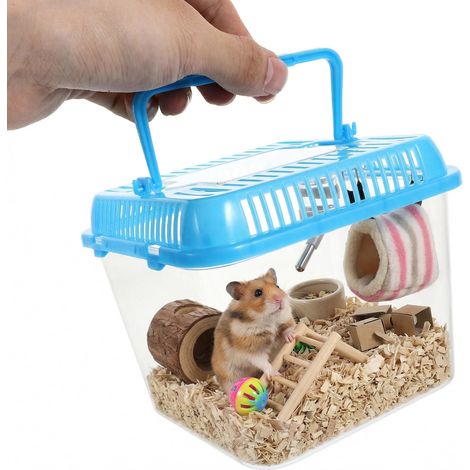 Cage de transport portable pour hamsters et petits animaux avec poignée et fente d'aération (1/5)