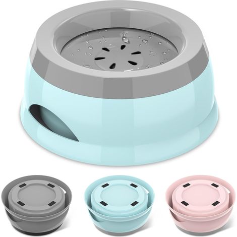Gamelle d'eau anti-éclaboussures pour chien/chat (bleue, env. 740 ml) – Distributeur d'eau propre et sans débordement pour chiots et chatons – Base portable idéale pour la voiture, les voyages et la m (1/5)