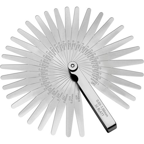 Dickenmessgerät – 32 Klingen – Edelstahl – Präzise Messung – Automobilindustrie – 0,03 bis 1,00 mm (1/5)