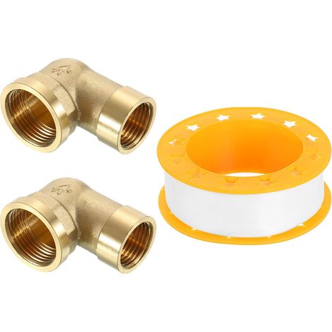 2 Pcs Coude À 90 Degrés, 3/4 Pouce Femelle x 1/2 Pouce Femelle Raccord De Tube En Laiton À Angle Droit, Connecteur Pour Tuyau De Fluide Gaz Carburant Huile, 51x40mm (1/5)
