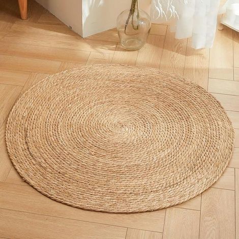 Tapis de sol rond en herbe de quenouille naturelle, tapis rond d'herbe de quenouille, tapis à gratter pour animaux de compagnie, tapis rond, coussin d'herbe de quenouille naturelle, 40 pouces (1/5)