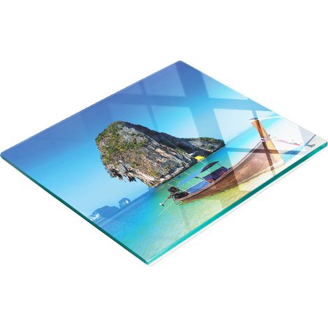 Tablero de vidrio decorativo multifuncional para cocina, dise帽o de playa de Tailandia, 60x52 cm.